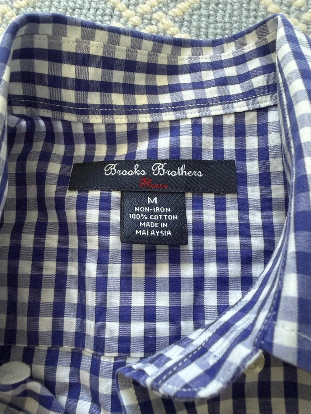 Brooks Brothers Navy and White Gingham Dress Shirt